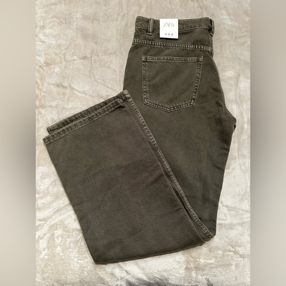 Zara Olive Green Carpenter High Rise